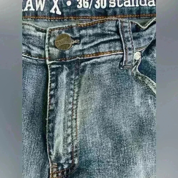 RawX Jeans Mens 36x30 Standard Y2K Denim Jeans Frayed Edge Decorative Stitch - Picture 9 of 14
